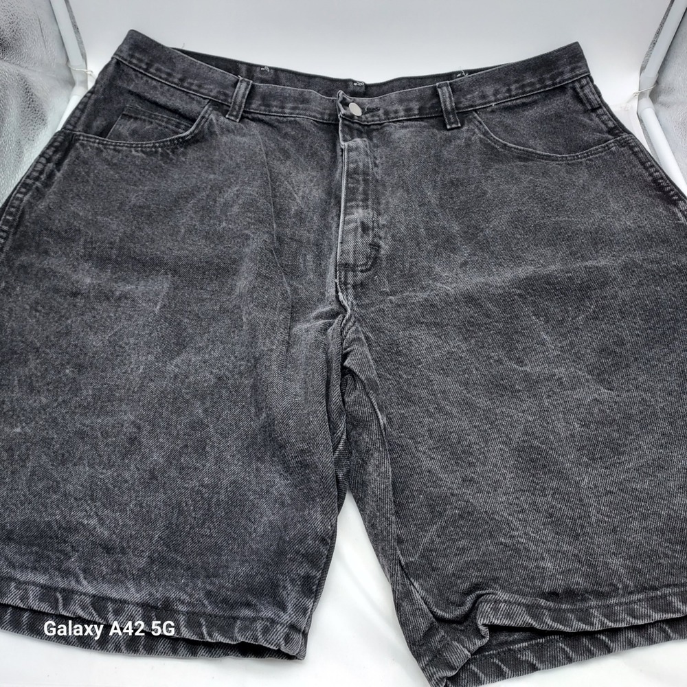 Wrangler Authentics Mens Black Acid Wash Denim Shorts 100 Cotton 606W1CB Size 42